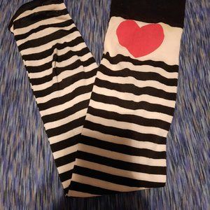 Leg Avenue thigh high black/white stripes w/ heart